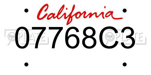 07768C3 California License Plate
