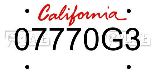 07770G3 California License Plate