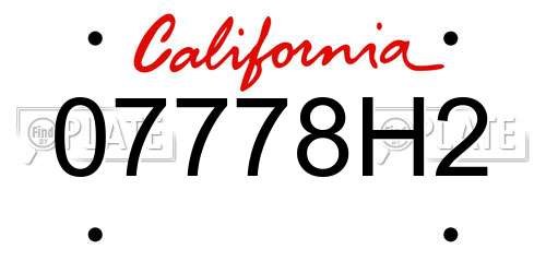 07778H2 California License Plate