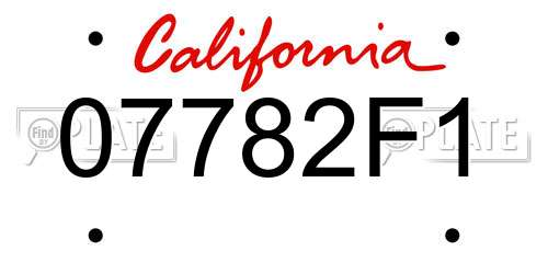 07782F1 California License Plate
