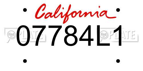 07784L1 California License Plate