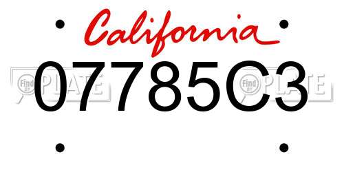 07785C3 California License Plate
