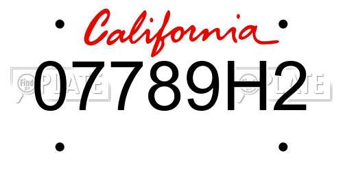 07789H2 California License Plate