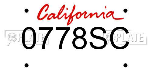 0778SC California License Plate