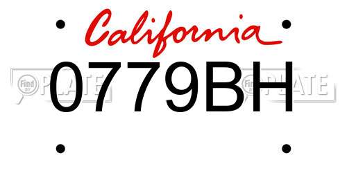 0779BH California License Plate