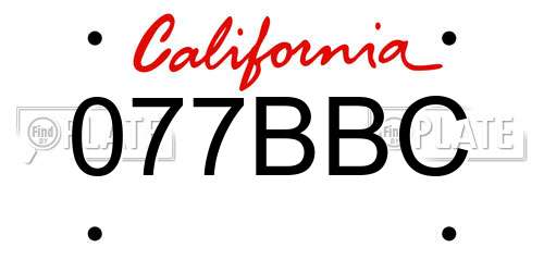 077BBC California License Plate