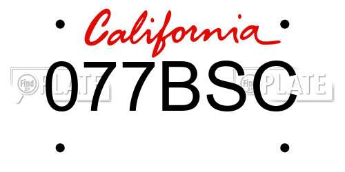077BSC California License Plate
