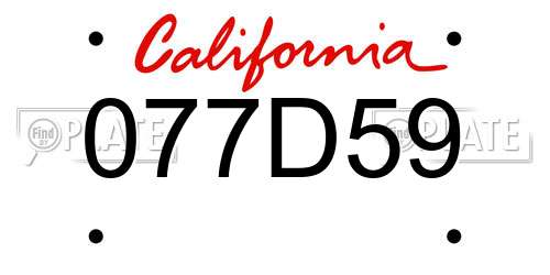 077D59 California License Plate