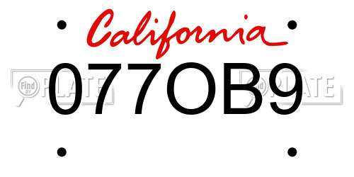 077OB9 California License Plate