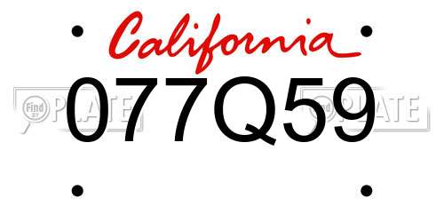 077Q59 California License Plate
