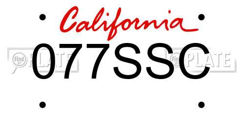 077SSC California License Plate