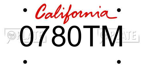 0780TM California License Plate