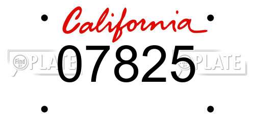 07825 California License Plate
