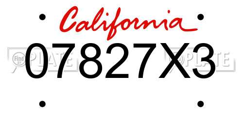 07827X3 California License Plate