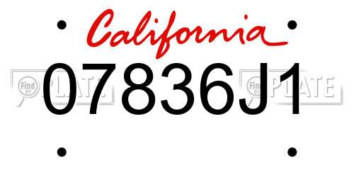 07836J1 California License Plate