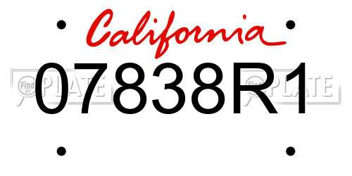 07838R1 California License Plate