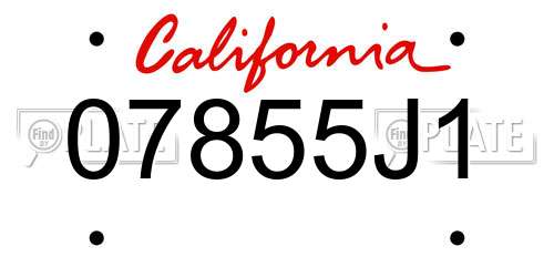 07855J1 California License Plate