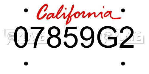 07859G2 California License Plate