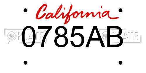 0785AB California License Plate