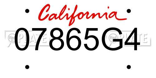 07865G4 California License Plate