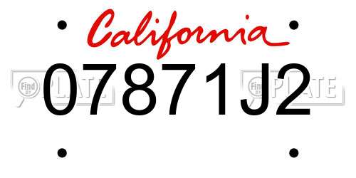 07871J2 California License Plate