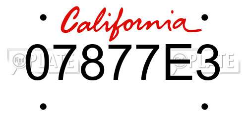 07877E3 California License Plate