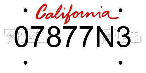 07877N3 California License Plate