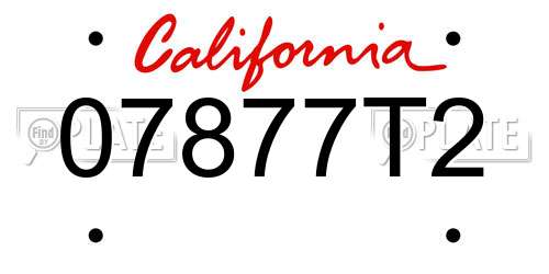 07877T2 California License Plate