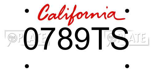 0789TS California License Plate