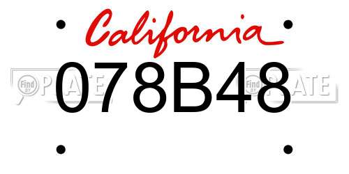 078B48 California License Plate
