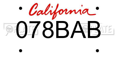 078BAB California License Plate