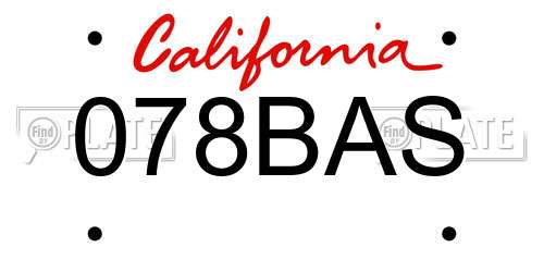 078BAS California License Plate