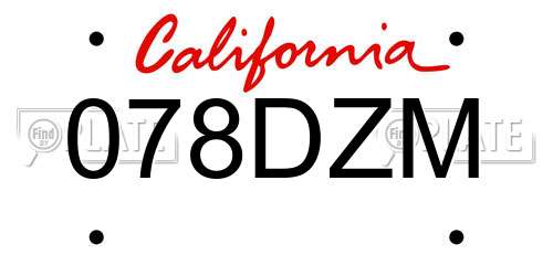 078DZM California License Plate