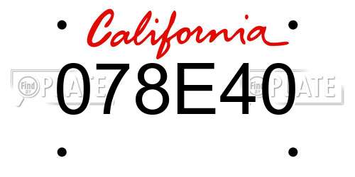 078E40 California License Plate