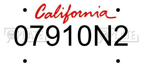07910N2 California License Plate