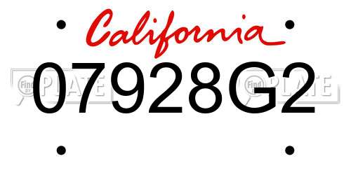 07928G2 California License Plate