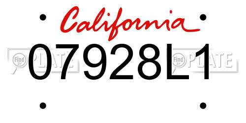 07928L1 California License Plate