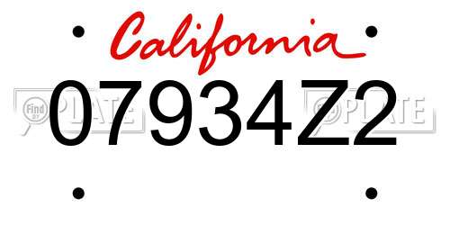 07934Z2 California License Plate