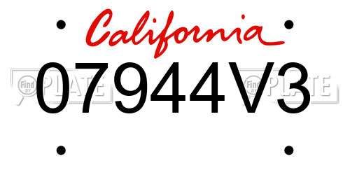 07944V3 California License Plate