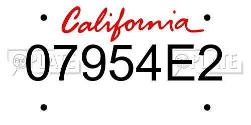 07954E2 California License Plate