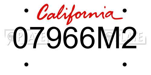 07966M2 California License Plate