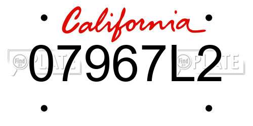 07967L2 California License Plate