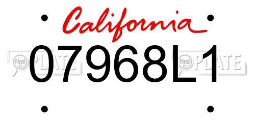 07968L1 California License Plate