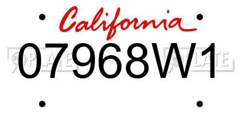 07968W1 California License Plate