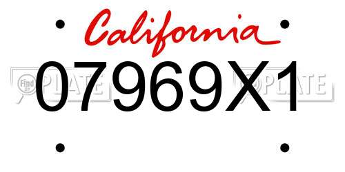 07969X1 California License Plate