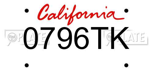 0796TK California License Plate