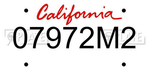 07972M2 California License Plate
