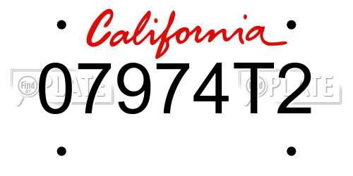 07974T2 California License Plate