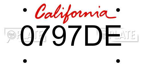 0797DE California License Plate