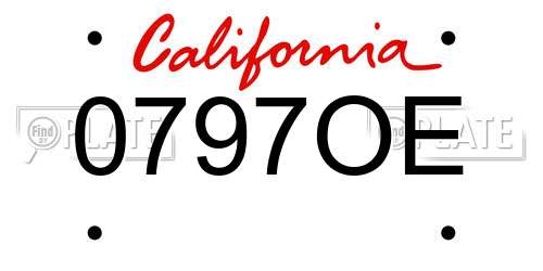 0797OE California License Plate